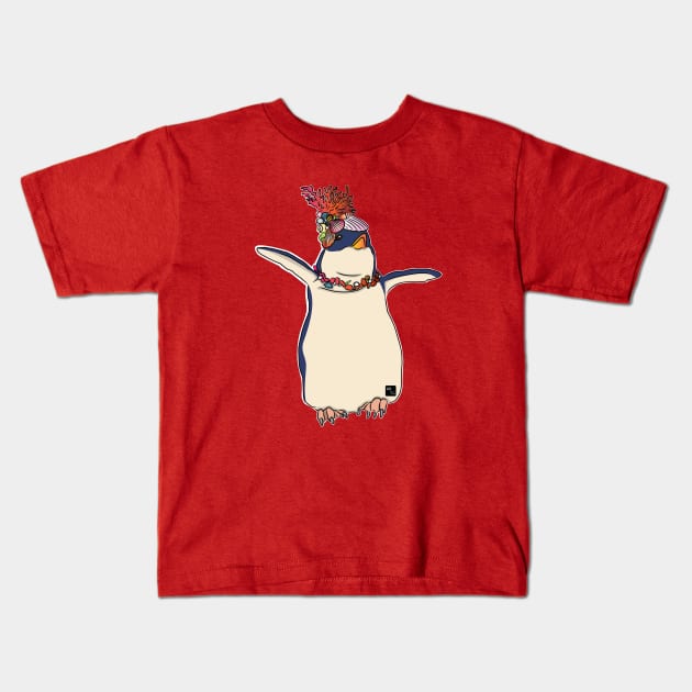 Blue Penguin Coral Dance Kids T-Shirt by AltTabStudio